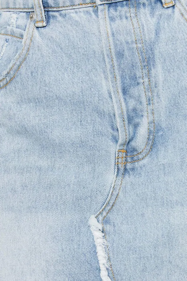 Pieta Mini Skirt 8211 Recycled Cotton Raw Hem Denim Skirt In Mid Blue Wash Women Showpo Curve Clothes
