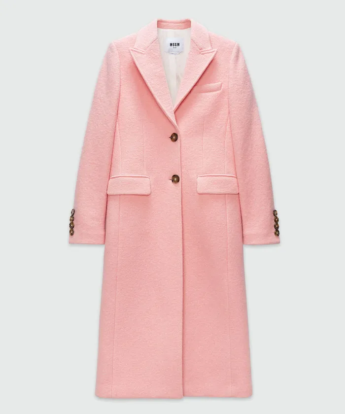 Pink Tailored SingleBreasted Coat In Wool Women MSGM Jackets And Coats
