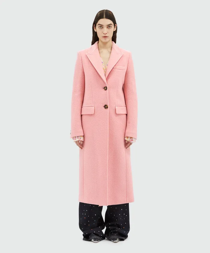 Pink Tailored SingleBreasted Coat In Wool Women MSGM Jackets And Coats