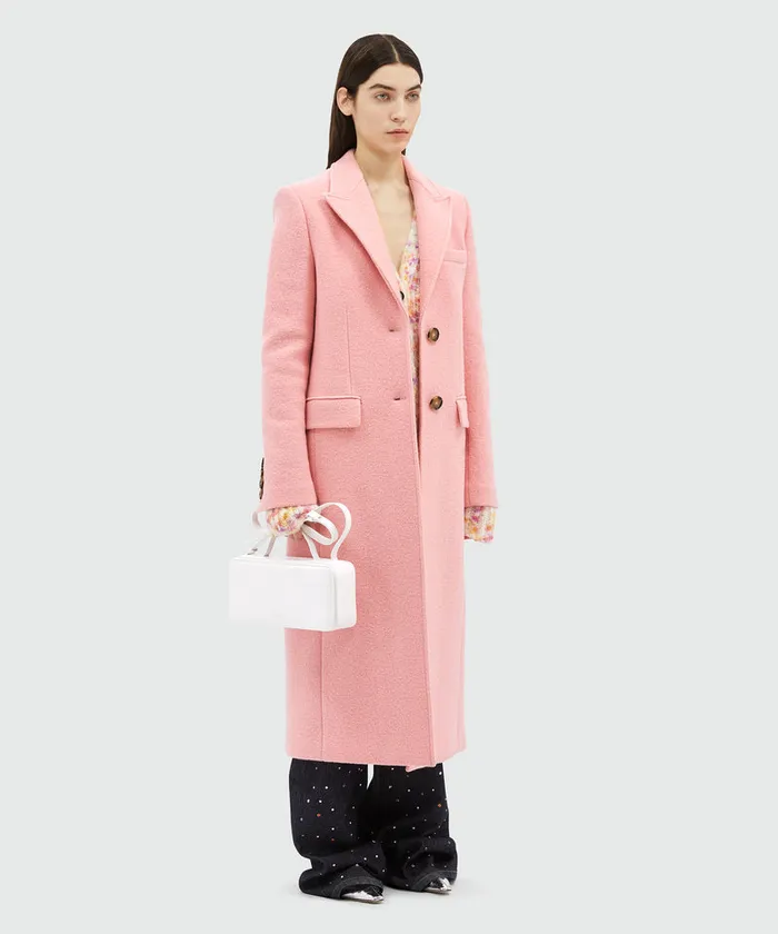 Pink Tailored SingleBreasted Coat In Wool Women MSGM Jackets And Coats