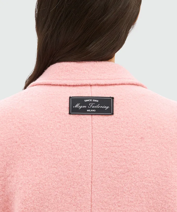 Pink Tailored SingleBreasted Coat In Wool Women MSGM Jackets And Coats