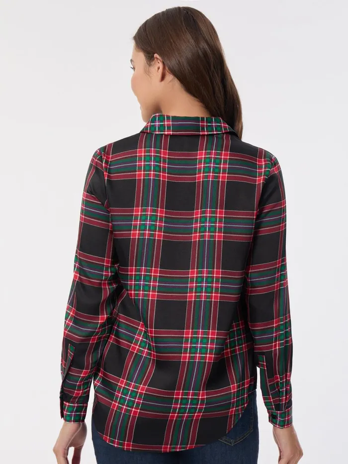Plaid Button Front Collared Shirt Women Jones New York Tops and Blouses Plaid Button Front Collared Shirt Women Jones New York Tops and Blouses