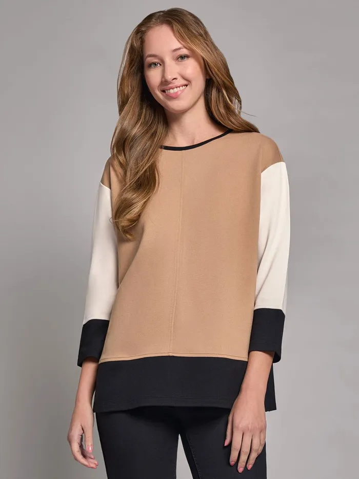Plus Colorblock Seam Detail Tunic Serenity Knit Women Jones New York Plus Tops