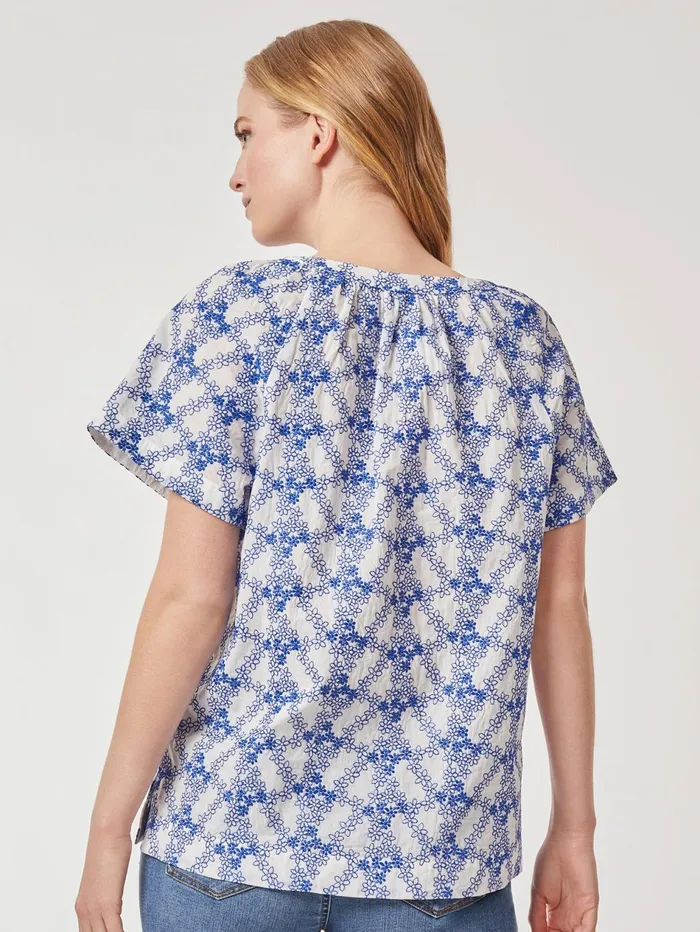 Plus Size Popover Floral Embroidery Short Sleeve Blouse Women Jones New York Plus Tops Plus Size Popover Floral Embroidery Short Sleeve Blouse Women Jones New York Plus Tops
