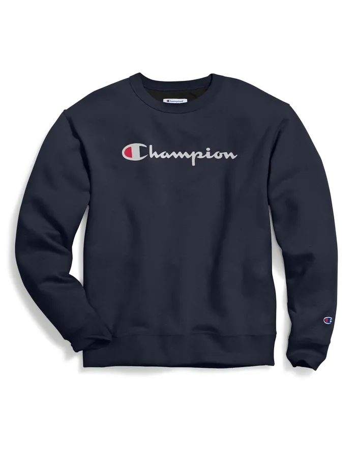 Powerblend Crewneck Sweatshirt Classic Script Navy Men Champion Hoodies and Sweatshirts Powerblend Crewneck Sweatshirt Classic Script Navy Men Champion Hoodies and Sweatshirts