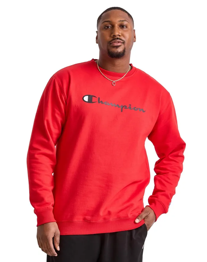 Powerblend Crewneck Sweatshirt Script Logo Big and Tall Team Red Scarlet Men Champion Hoodies and Sweatshirts Powerblend Crewneck Sweatshirt Script Logo Big and Tall Team Red Scarlet Men Champion Hoodies and Sweatshirts