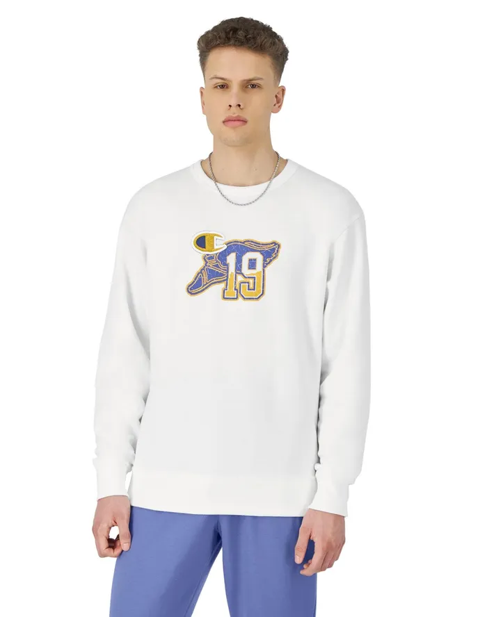 Powerblend Crewneck Sweatshirt Winged Foot Patch Logo White Men Champion Hoodies and Sweatshirts Powerblend Crewneck Sweatshirt Winged Foot Patch Logo White Men Champion Hoodies and Sweatshirts