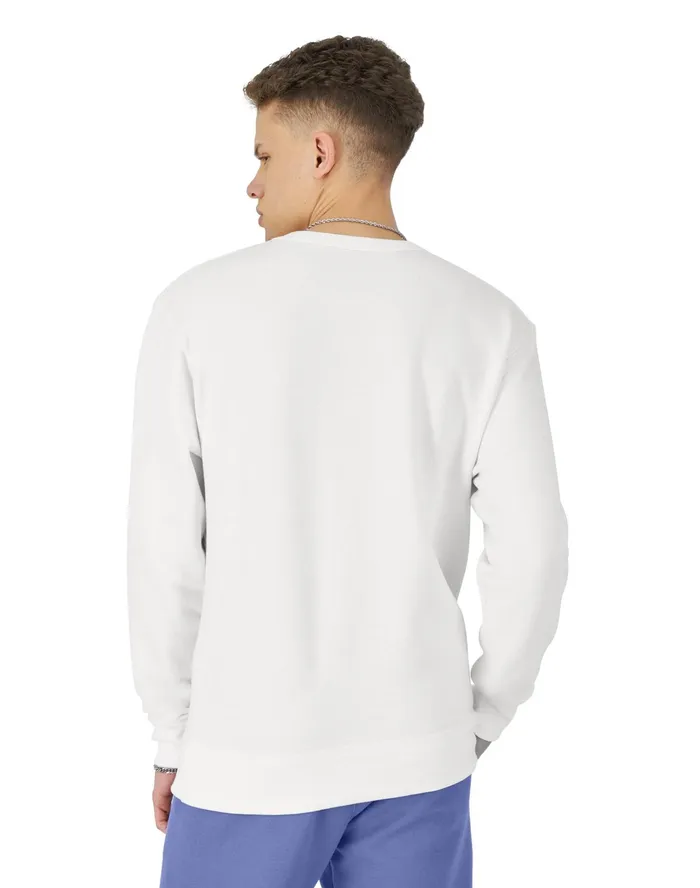 Powerblend Crewneck Sweatshirt Winged Foot Patch Logo White Men Champion Hoodies and Sweatshirts