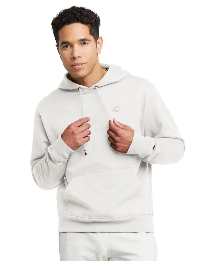 Powerblend Hoodie C Logo White Men Champion Hoodies and Sweatshirts