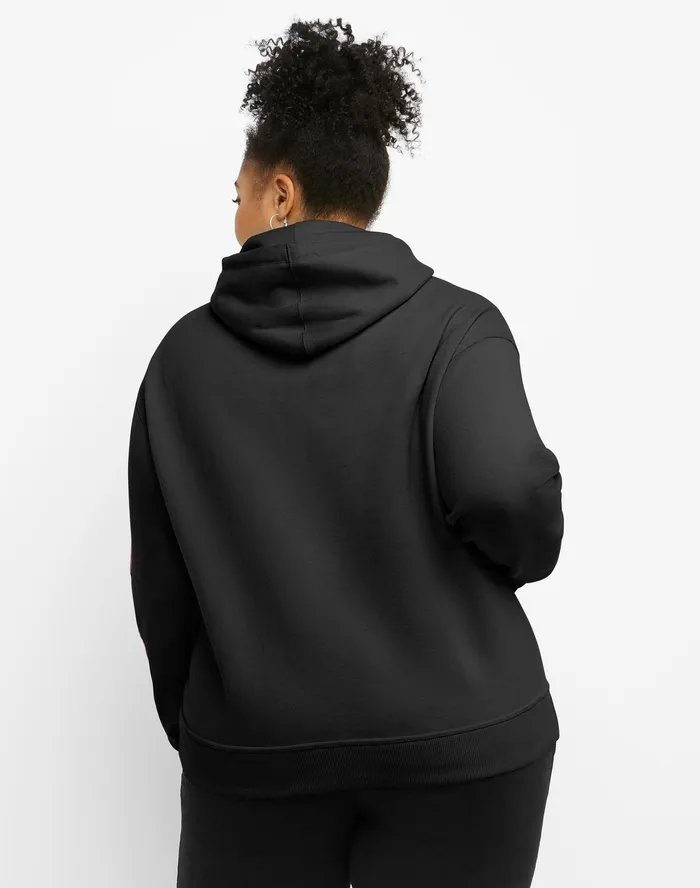Powerblend Hoodie Mirrored Script Logo Plus Size Black Women Champion Hoodies and Sweatshirts