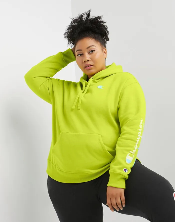 Powerblend Hoodie Mirrored Script Logo Plus Size Limeade Women Champion Hoodies and Sweatshirts Powerblend Hoodie Mirrored Script Logo Plus Size Limeade Women Champion Hoodies and Sweatshirts