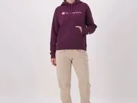 Powerblend Hoodie Script Logo Oxford Grey Women Champion Hoodies and Sweatshirts
