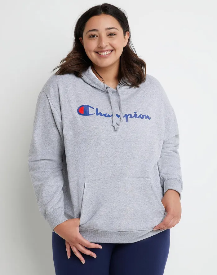 Powerblend Hoodie Script Logo Plus Size Oxford Grey Women Champion Hoodies and Sweatshirts Powerblend Hoodie Script Logo Plus Size Oxford Grey Women Champion Hoodies and Sweatshirts