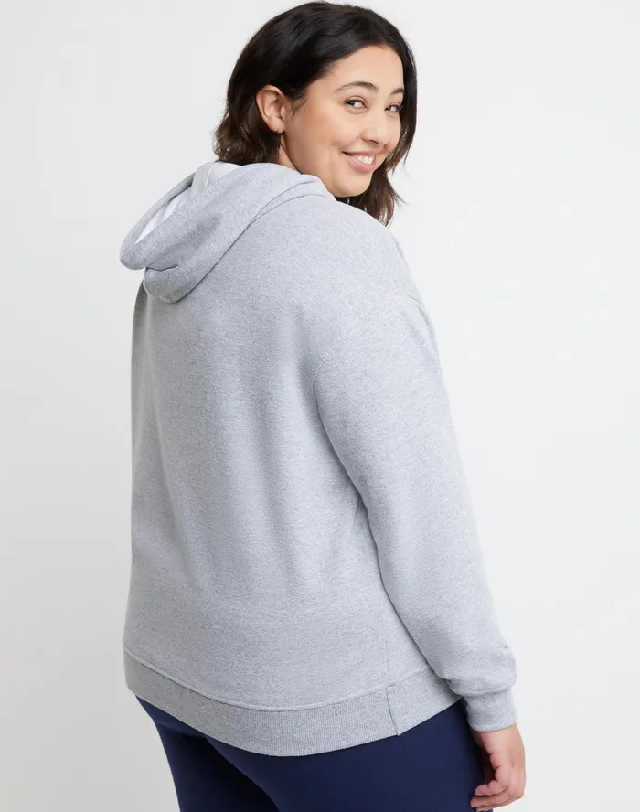 Powerblend Hoodie Script Logo Plus Size Oxford Grey Women Champion Hoodies and Sweatshirts