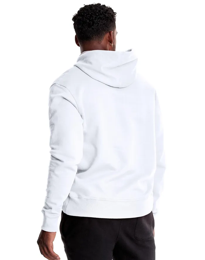 Powerblend Hoodie Script Logo White Men Champion Hoodies and Sweatshirts