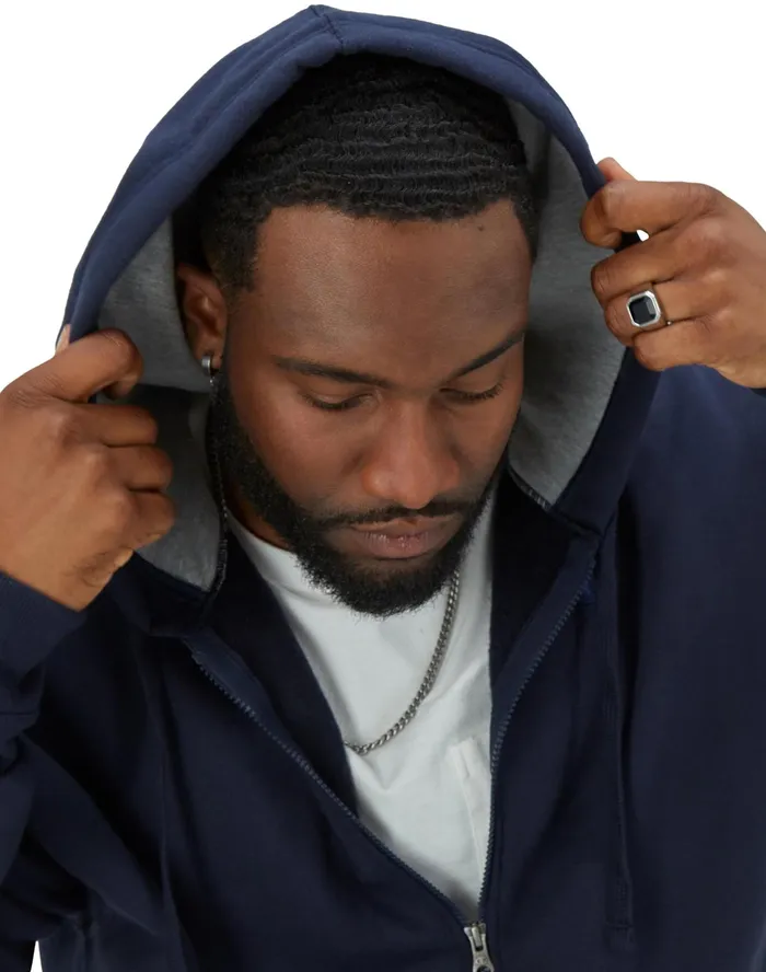 Powerblend Hoodie Zip Up C Logo Big and Tall Navy Men Champion Hoodies and Sweatshirts