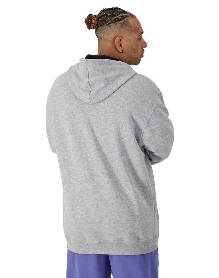 Powerblend Hoodie Zip Up C Logo Big and Tall Oxford Grey Men Champion Hoodies and Sweatshirts