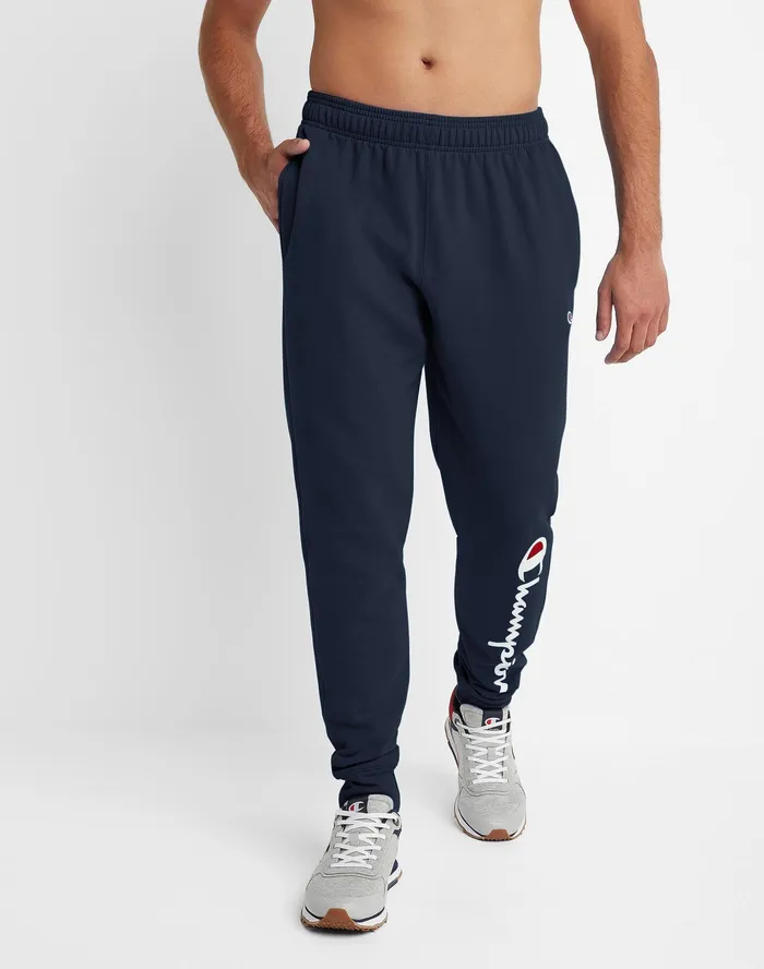 Powerblend Joggers Script Logo 31034 Navy Men Champion Pants and Joggers