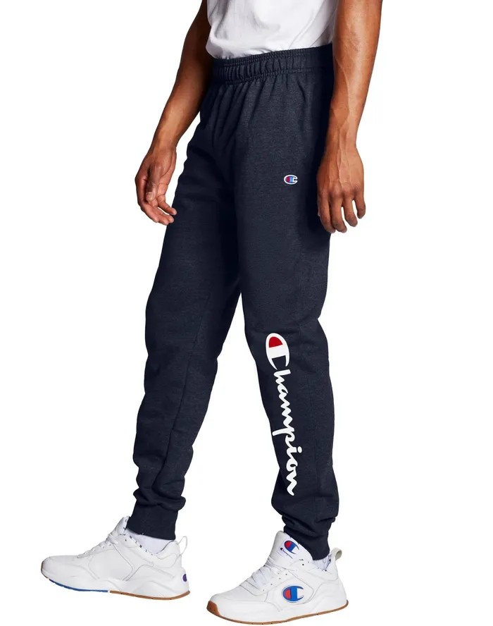 Powerblend Joggers Script Logo 31034 Navy Men Champion Pants and Joggers