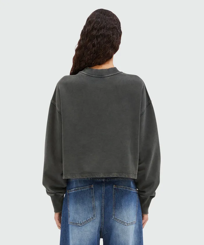 PreWashed Effect Crop Sweatshirt With Studs Women MSGM Hoodies And Sweatshirts
