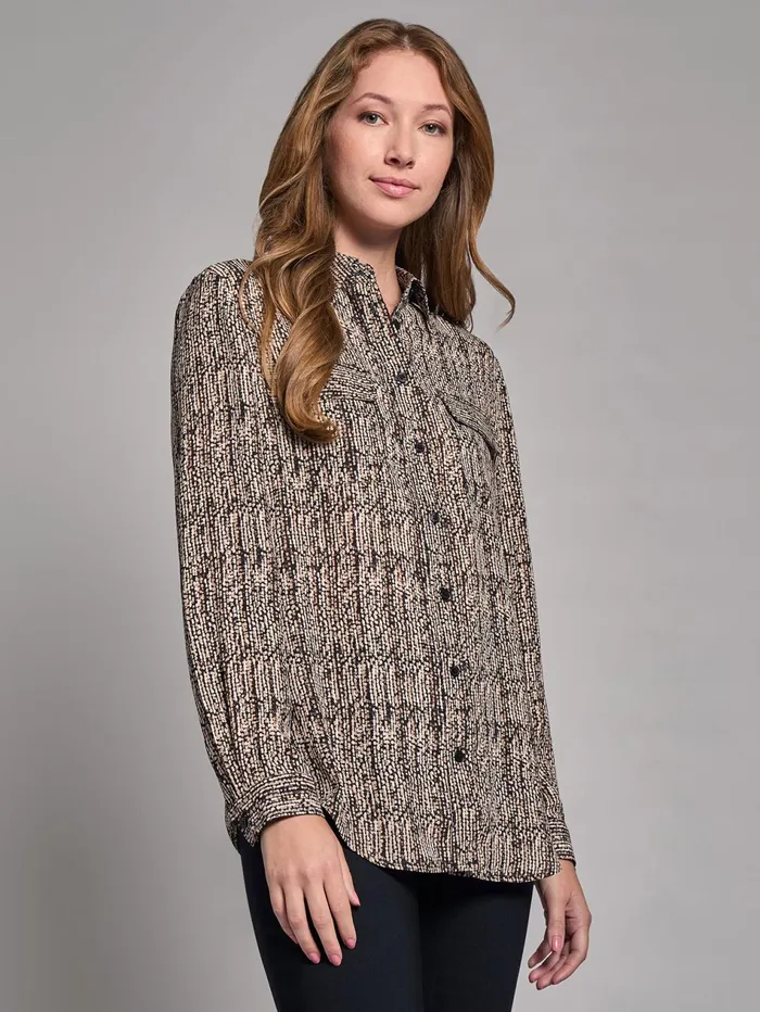Print Crepe De Chine Utility Blouse Women Jones New York Tops and Blouses Print Crepe De Chine Utility Blouse Women Jones New York Tops and Blouses