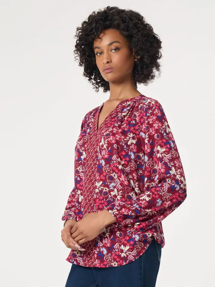 Printed Long Sleeve Raglan Blouse Crepe De Chine Women Jones New York Sale Printed Long Sleeve Raglan Blouse Crepe De Chine Women Jones New York Sale