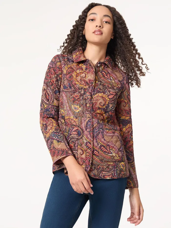 Printed Quilted Jacket Women Jones New York Outerwear