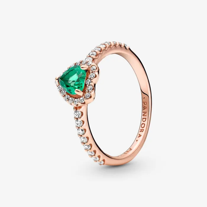 Promise Rings Women Pandora Sparkling Elevated Heart Ring Green