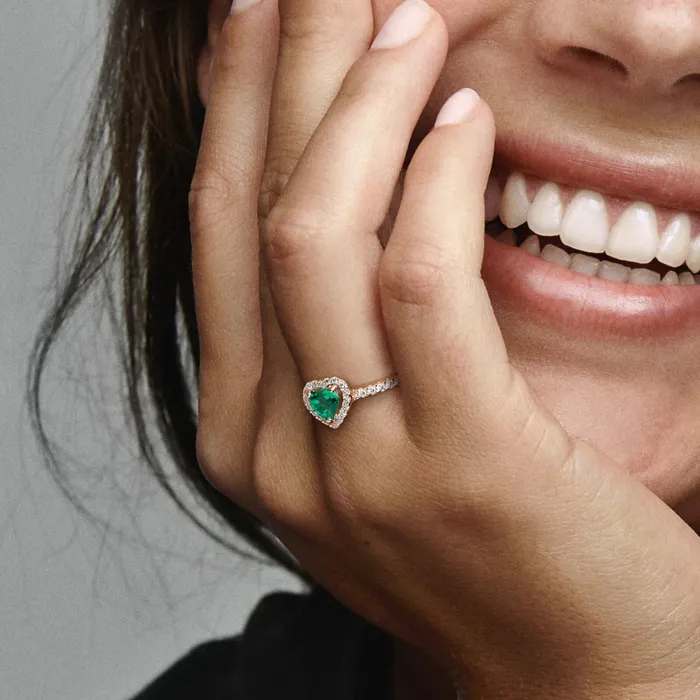 Promise Rings Women Pandora Sparkling Elevated Heart Ring Green