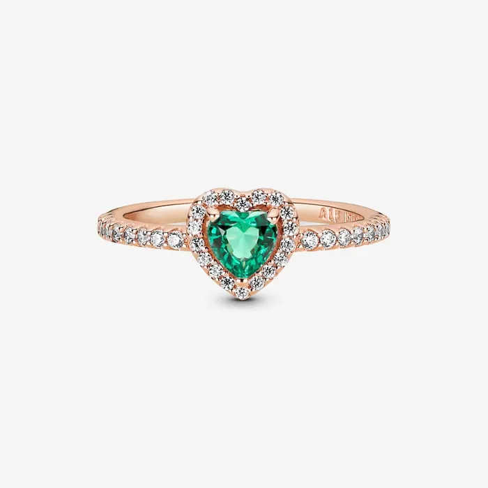 Promise Rings Women Pandora Sparkling Elevated Heart Ring Green