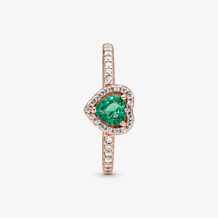 Promise Rings Women Pandora Sparkling Elevated Heart Ring Green