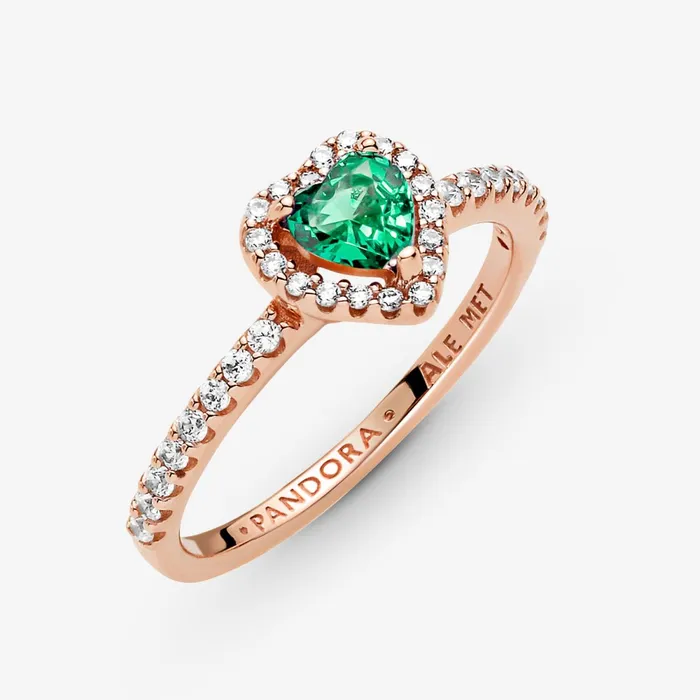Promise Rings Women Pandora Sparkling Elevated Heart Ring Green
