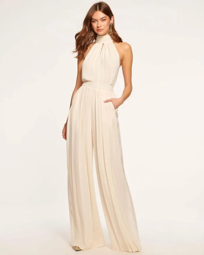 Ramy Brook Bottoms Women Hal Pleated Wide Leg Pant Light Sandstone