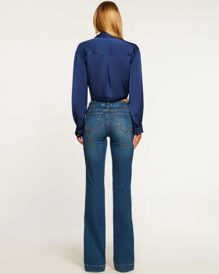 Ramy Brook Denim Women Kyle Low Rise Flare Medium Wash