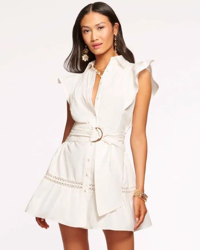 Ramy Brook Dresses Women Marceline Poplin Shirt Mini Dress White