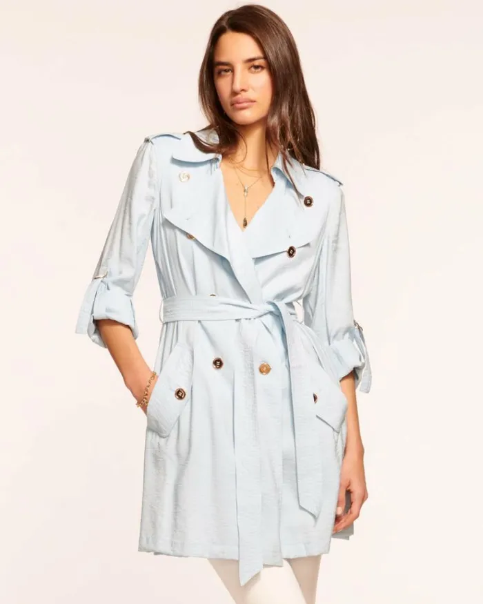 Ramy Brook Jackets Women Avalynn Trench Coat Crystal Blue