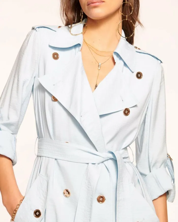Ramy Brook Jackets Women Avalynn Trench Coat Crystal Blue