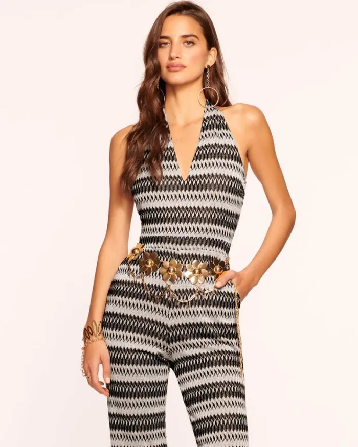 Ramy Brook Jumpsuits Women Chandler Knit Halter Jumpsuit Neutral Geo