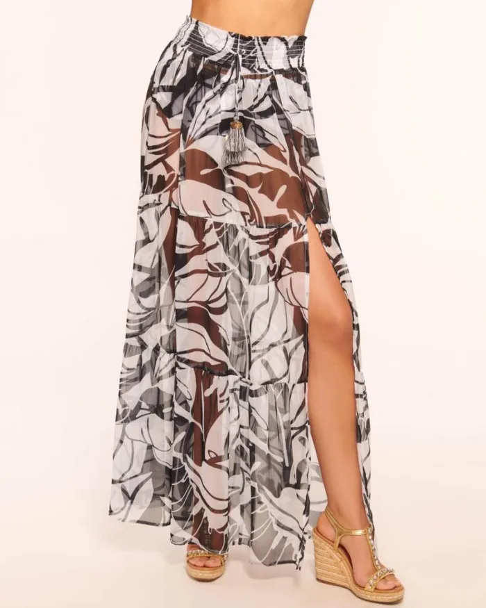 Ramy Brook Swim and Coverups Women Cecelia Coverup Maxi Skirt Black Palm