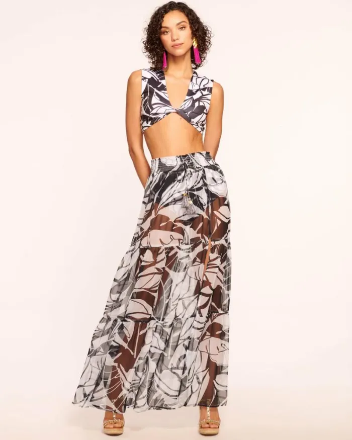 Ramy Brook Swim and Coverups Women Cecelia Coverup Maxi Skirt Black Palm