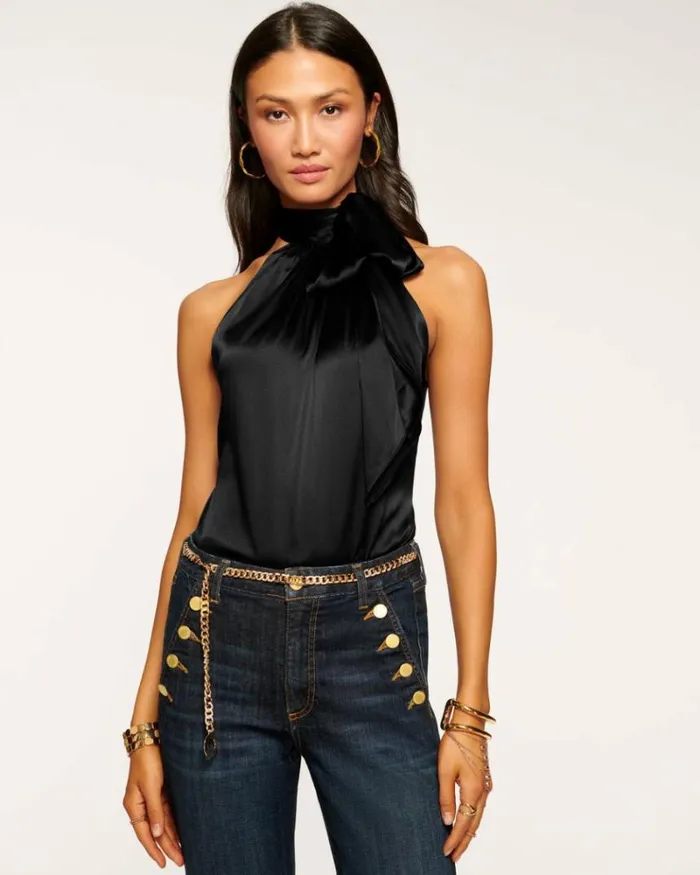 Ramy Brook Tops Women Lori High Neck Tank Top Black