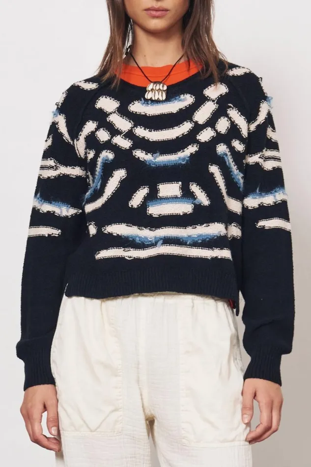 Raquel Allegra Black Chalk Zuri Pullover Women Sweaters and Knits