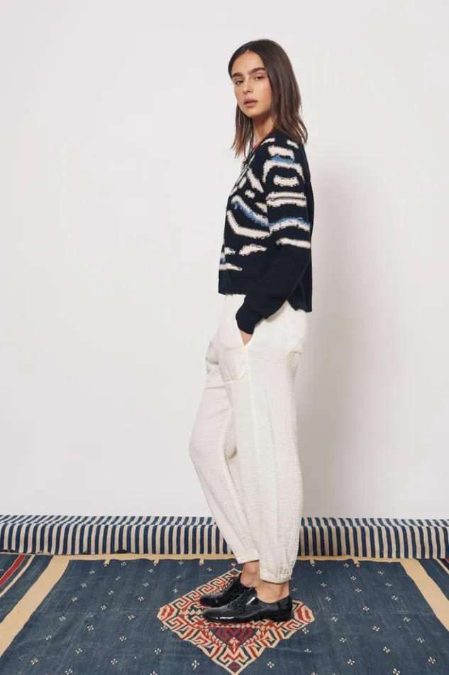 Raquel Allegra Black Chalk Zuri Pullover Women Sweaters and Knits
