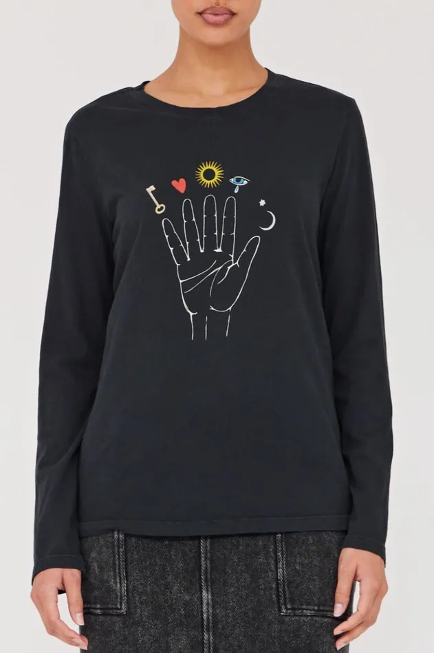 Raquel Allegra Black Cosmic Hand Tilda Tee Women TShirts Raquel Allegra Black Cosmic Hand Tilda Tee Women TShirts