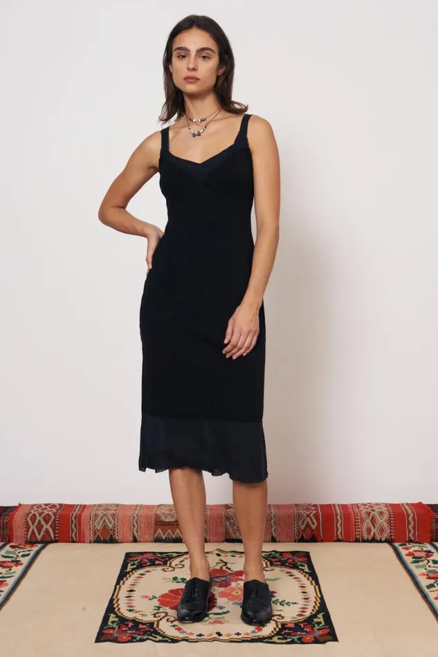 Raquel Allegra Black Yoruba Midi Dress Women Dresses
