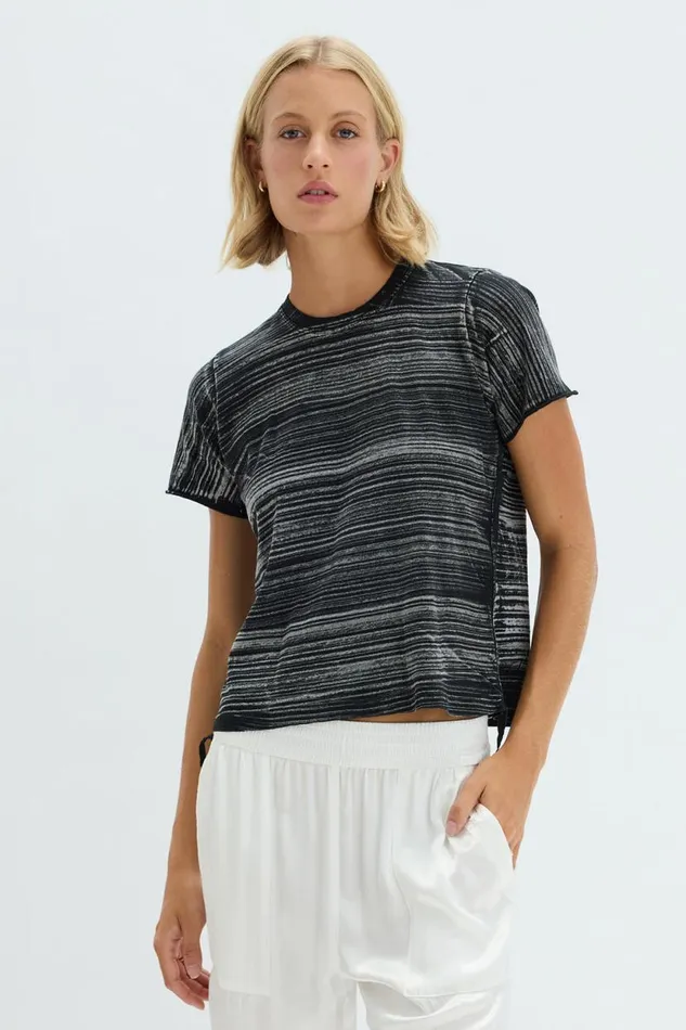Raquel Allegra Brush Black Liana Tee Women Tops