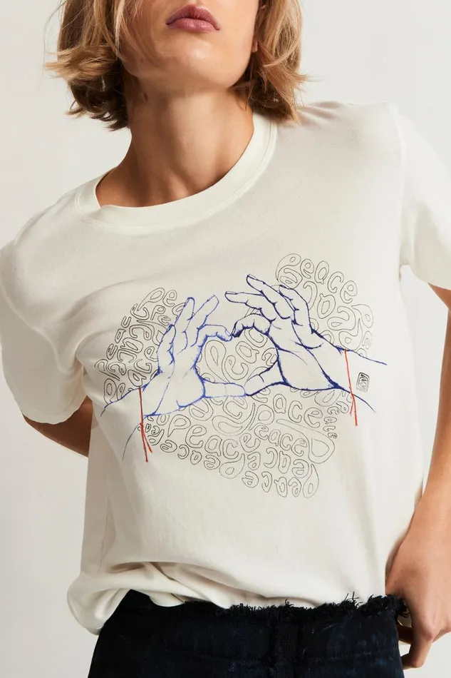 Raquel Allegra Dirty White Betty Tee Women TShirts