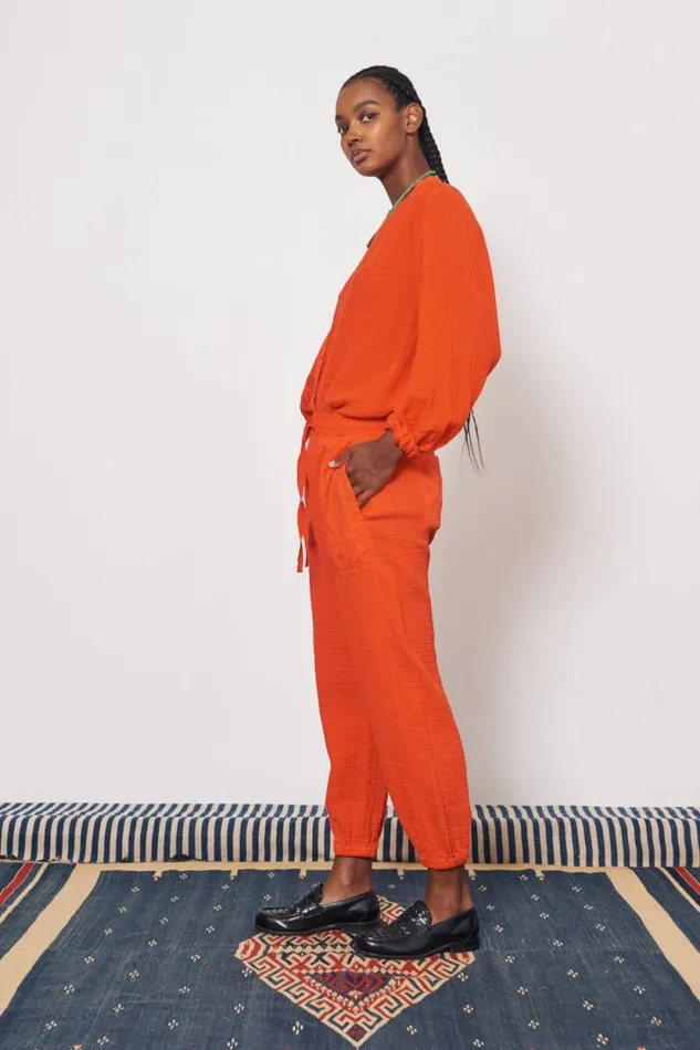 Raquel Allegra Gauze Tomato Cameroon Pant Women Bottoms