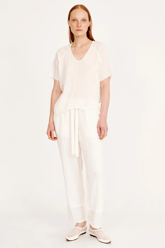 Raquel Allegra Gauze Washed White Doheny Top Women Tops