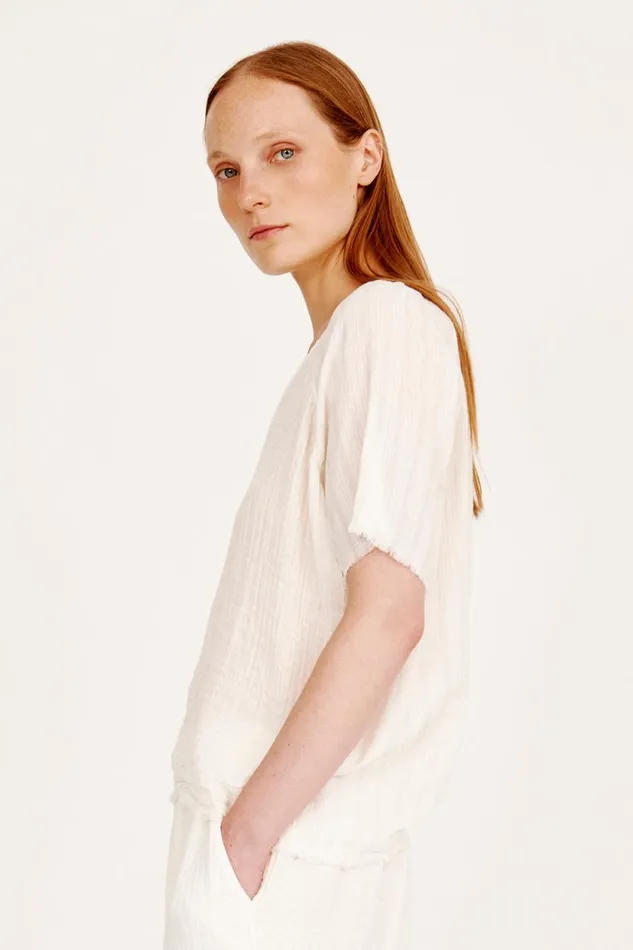 Raquel Allegra Gauze Washed White Doheny Top Women Tops